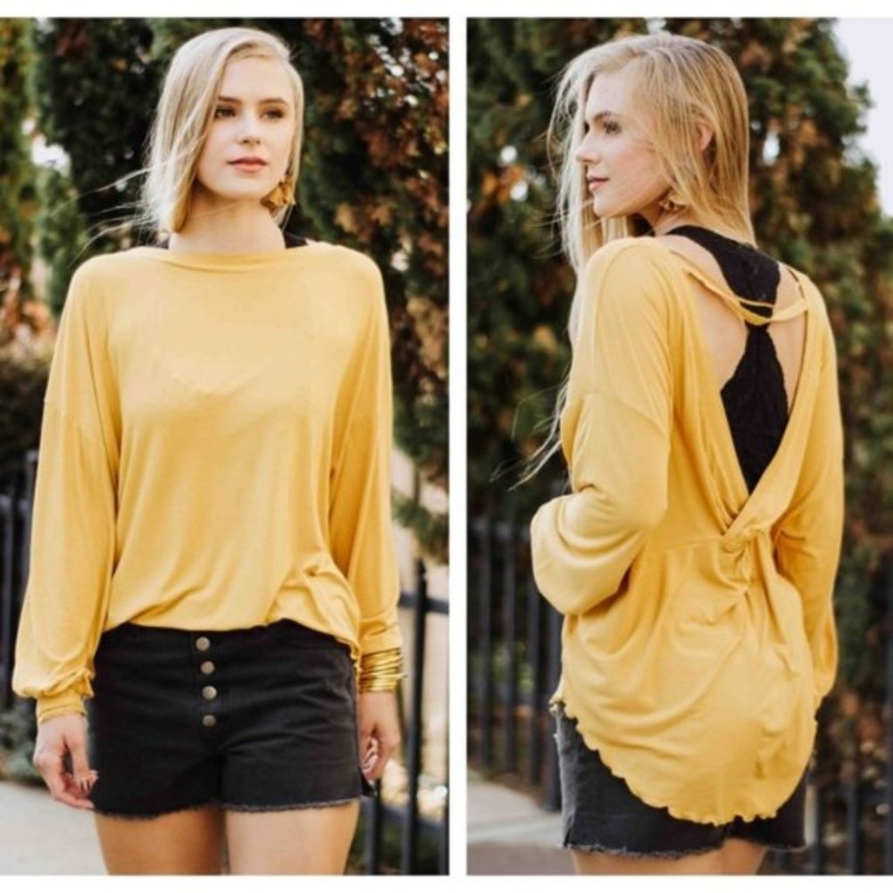 Free People Shimmy Shake Top in Gold M NWT